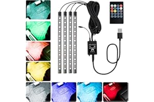 Baxcdyswe 4 Pezzi LED Auto Interni, Accessori Auto Interno, Luci Interne a LED per Auto, Impermeabile 48 Leds, Strisce con Porta USB Controllo, Multi Colore Music Sync Lampade