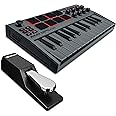 MIDI Controller Bundle - AKAI Professional MPK Mini Grey MK3 MIDI Keyboard + M-Audio SP2 Universal Sustain Pedal and MPC Beats Production Software