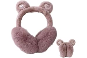 LdawyDE Paraorecchie Donna, Paraorecchie Caldi Invernali in Peluche Bambini Ragazze Orecchie da Orso Carino Scalda Orecchie Pieghevoli Paraorecchie Perfetto per le freddo giornate invernali