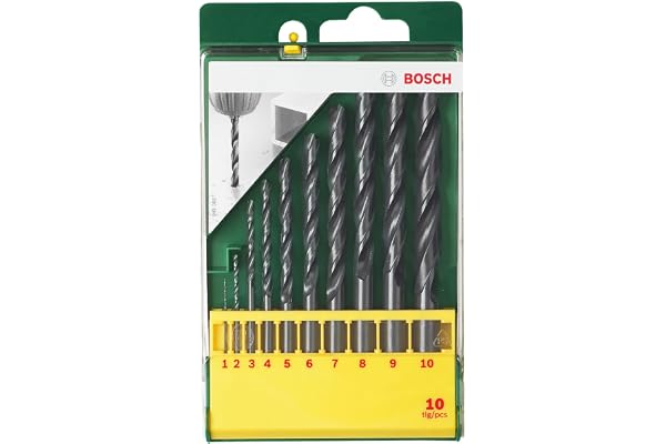 Bosch Professional 10-Piece HSS-R Metal Drill Bit Set High-Speed Steel for Precise Metal Drilling Compatible with All Power Tool Brands Durable Plastic Storage Box Included Strong and Flexible