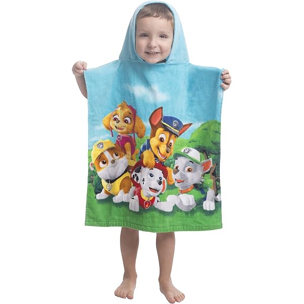 Poncho De Bain Enfant Paw Patrol - 55x80 Cm Avec Capuche - Coton 100% - Pour 2 à 5 Ans - Idéal Après Le Bain Ou La Piscine