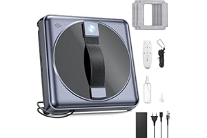 Dufuso Robot Laveur de Vitre, 5000Pa Robot Laveur de Vitre avec Navigation Intelligente, 3 Modes de Nettoyage, Télécommande et 4 Chiffons de Nettoyage, pour Toutes Surfaces Lisses