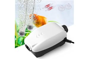 FEDOUR Elektryczna pompa powietrza do akwarium, 2 wyjścia, regulowana pompa powietrza 3 W, cicha pompa tlenowa do akwarium z akcesoriami do zbiornika na ryby o pojemności 30-300 l