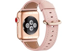 WFEAGL Leather Strap for Men and Women, Compatible with Apple Watch Straps 38/40/41/42/44/45/46/49 mm, Replacement Strap, Compatible with iWatch Series 9/8/7/6/5/4/3/2/1, SE (Rose Gold)