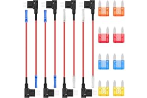 ALLECIN 8 Stück Mini Stromdieb KFZ Sicherungen Adapter Sicherung 12V Flachsicherungsadapter Piggyback Stecksicherung Verteiler Add A Circuit Sicherungsadapter mit Flachsicherungen 5A 10A 15A 20A