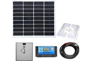 Lowenergie 80W Mono Solar Panel Battery Charging Kit with Charger Controller & Mounting Bracket Set. For Caravans, Motorhomes, Boats & Any Flat Surface