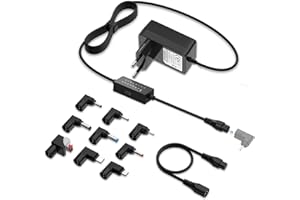 NEWDING Cargador Universal Adaptador 36W 3A 20V 19V 18V 17V 16V 15V 14V 13V 12V 11V 10V 9V 8V 7V 6V 5V Fuente de Alimentación con 9 Conectores y Cable de Convertir Polaridad
