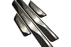 CWWHY 4 Pezzi Soglia Porta Battitacco per KIA Stonic 2017 2018 2019, Acciaio Inossidabile Esterno Batticalcagno Prevenire L'Usura Previene Graffi Protezione Accessori Decorativi