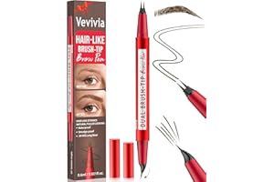 VEVIVIA BEAUTY Vevivia Eyebrow Pencils for Women - Eyebrow Pen with Dual-Brush-Tip & Curved Tip for Natural Fuller-Looking Brows, Precise Hair-Like Strokes for All Brow Types, Last All-Day Brow Makeup, Dark Brown