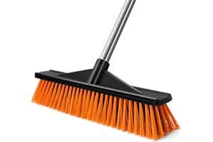 Newthinking Yard Broom Outdoor Heavy Duty, Long Handle Garden Brush with 40cm Wide Brush Head, Large Stiff Broom for Sweeping Your Yard, Garden & Decking
