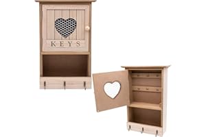 Maison Des Cadeaux Wooden Wall Mounted 9 Key Hook Box Cabinet Key Holder (US371)