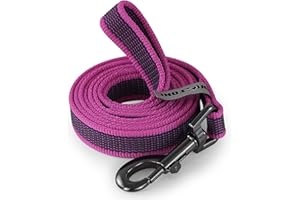 Wolfone 1.5m Pink Training Rubberised Dog Lead with Anti-Slip Handle，Robust Light Dog Lead for Large Medium Small Dogs