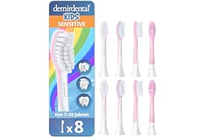 ‎DEMIRDENTAL demirdental Szczotki zamienne dla dzieci, pasują do Philips Sonicare Kids, odpowiednie dla dzieci w wieku 7-10 lat, odpowiadają HX6044 HX6048, różowe, zestaw 8 sztuk