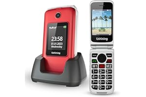 Tosaju Seniorenhandy Klapphandy ohne Vertrag Großtasten Handy für Senioren mit Ladestation Notruftaste Dual-SIM 1200 mAh Akku Lange Standby-Zeit 2,8 und 1,77 Zoll Doppel Farbdisplay