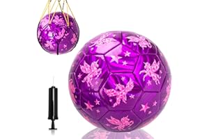 INPODAK Taille 3 Football,Ballon Licorne Violet,Football pour Enfants de 2 à 6 Ans,Footballs avec Pompe,Petits Ballons pour l'intérieur et l'extérieur,Cadeau de Footballs pour Garçons et Filles