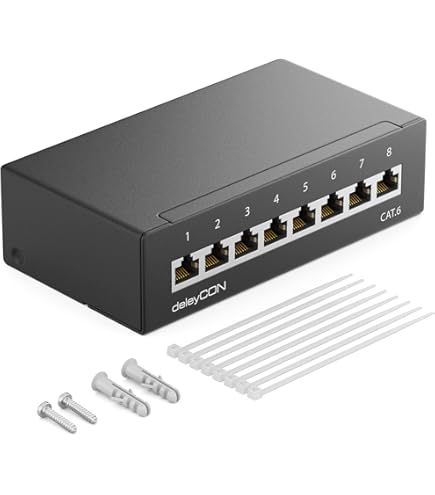 Patch Panel DeleyCON 4 Porte CAT6a - Set Con Moduli Keystone RJ45, Nero, Per Rete Ethernet - Foto 4