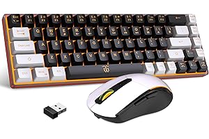 Snpurdiri 60% mouse tastiera senza fili, 68 tastiere wireless Gaming Combo, include 2,4 G Small Mini 60% design ergonomico tastiera Vertical Feel Mouse (bianco e nero)