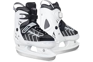 Nattork Adjustable Kids Ice Skate for Boys Girls Adult, Soft Padding and Reinforced Ankle Support Ice Hockey Skates