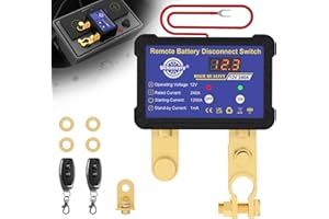 UCKASAYFY Remote Battery Disconnect Switch 12V 240A with Led Voltage Display Anti-Theft Kill Switch for RV, Car, Truck, ATV, Marine