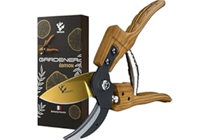 NOPALIA® Sécateur Premium Aluminium Effet Bois Naturel - Lame Or SK5 Acier Japonais Coupe 25 mm Précise, Ergonomique Anti-Fatigue - Outil Jardin Pro Éco Cadeau Jardinage Noël - Made in France