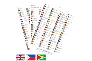 ‎LANA KK LANA KK Sticker-Flaggen der Welt - 3x DIN A5 Bogen mit 200 verschiedenen Länderflaggen in jeweils 10x6mm, Aufkleber, Sticker, für Weltkarte, Reisetagebuh