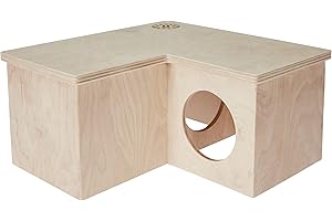 Getzoo Narożny domek marmurowy, przestronny i przytulny, trzykomorowy, zdejmowany dach, nadaje się do różnych rodzajów gryzoni, oszczędność miejsca (marmurek narożny premium)