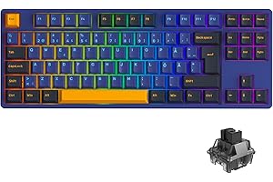 Akko 5087B Plus Horizon Tastiera da gioco meccanica multi modalità Tastiera compatta con hot swap a 5 pin, copritasti PBT Double Shot Cherry, layout ISO-DE/Nordic Macro programmabili