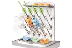 Lifewit Baby Bottle Drying Rack with Mat, Standing Holder with Detachable Brackets, Space Saving Countertop Organiser for Feeding Nipples, Teats, Soothers, Sealing Discs Storage, Newborn Essentials