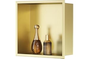 Neodrain Stainless Steel Shower Niche Wall Insert Single Wall Niche Shower Storage for Bathroom 30x30cm, Gold