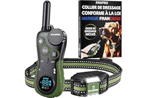 PAWPRO Collier de Dressage, Conforme Nouvelle Loi Bien Être Animal, Portée XXL 3km, Mode Lumière Nocturne, Guide de Dressage Inclus, BIP Vibration Boost, Adapté à Tous Les Chiens (1 Collier)
