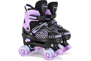 JESTME Pattini a Rotelle Bambina Regolabili Pattini a 4 Ruote,Patini Bambini 4 Ruote luminosi per Ragazze e Ragazzi