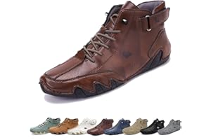 OVERHIL1S Bottes Hautes Italiennes en Daim Faites À La Main avec Velcro - Becks Shoes Baskets Décontractées en Daim Imperméables for Hommes, Bottes Chukka Hautes for Hommes Antidérapantes Et Respirantes (Color