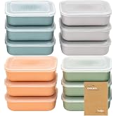 Codil Plastic Food Containers Set, Reusable Rectangular Tapers with Lid for Food, BPA-Free, Microwave, Dishwasher and Freezer