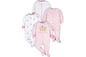 Gerber bebisar - flickor 4 Pack Sleep N' Play Footie spädbarn – och – småbarns – sparkdräkt