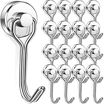 Magneti Al Neodimio Extra Forti MIN CI - 20mm, Portata 16kg, Gancio Magnetico Con Occhiello, 10 Pezzi - Foto 3