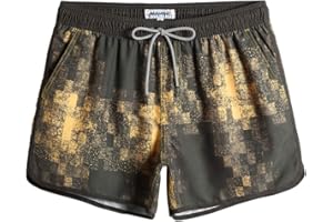 MAAMGIC Costume Uomo Mare Vintage Asciugatura Rapida Costume da Bagno Pantaloncini Corto Swim Trunks con Fodera Rete e 3 Tasche