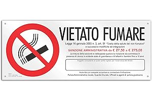 POLITARGHE Cartello cm 30x12 - Vietato Fumare con Responsabile (PVC spessore 1 mm con 4 fori)