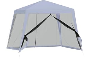 Outsunny Carpa de Jardín 3x3 m Cenador con 4 Partes Laterales Mosquitera con Cremallera Protección UV Impermeable para Patio Exterior Eventos Fiesta Gris