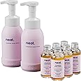 NEAT Foaming Hand Wash Refill Bundle 2 Refillable Aluminium Hand Wash Bottles and 6 Concentrated Plastic-Free Refills (Sweet Rose Water), 30 millilitre