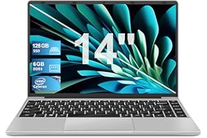 ‎AOCWEI AOCWEI Laptop 14 Zoll Win 11 6GB+128GB ROM Celeron N4020 up to 2.8 GHz 1920 x 1080 FHD Support Erweiterung 1TB SSD WiFi 2.4G+5G Bluetooth HDMI kabelloserMaus Deutscher Tastatur Aufkleber-Argento