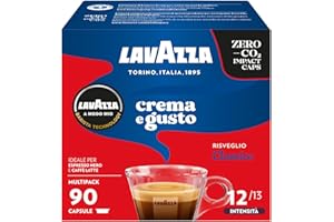 Lavazza, A Modo Mio Crema e Gusto Classico, 90 Capsule Caffè, per un Espresso con Note di Cioccolato e Frutta Secca, Arabica e Robusta, Intensità 12/13, Tostatura Media, Confezione da 36 e 54 Capsule