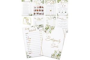 VICTERR Party Babyparty Spiele Set, 7 lustige Babyshower Spiele, Babyparty Geschenk, Karten zum Ausfüllen, Partyspiele Babyshower(70 Karten)