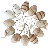 Pack of 12 Easter Eggs for Hanging Easter Eggs Decoration Styrofoam Eggs Brown White Ornament for Easter Baskets Easter Gifts 6 cm Natural Plastic Eggs for Easter Decoration