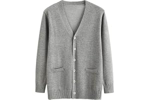 Women's Button Down V Neck Long Sleeve Soft Knit Cardigan Sweater, Fankle Basic Casual Open Front Fake Pocket Coat (XS-4XL)