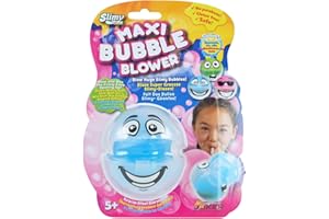 Slimy Maxi Bubble avec blower - Pour des bulles de slime super grandes - En slime extrêmement extensible - Jouet pour enfants à partir de 3 ans - Couleur : bleu