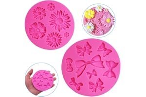 FineGood 2 Stück dekorative Silikonformen, Chrysanthemen-Blumen- und Fliegenform, Schokolade, Fondant, Ton, Zucker, Basteln, Seife, Dekoration, Formen zum Selbermachen, Kuchenwerkzeug – Rosa