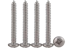 Drenky Viti Autofilettanti per Legno, M5 x 40 Viti Acciaio Inox 304 Vite Testa Tonda Bombato a Croce Phillips Filettatura Intera, 50 pezzi