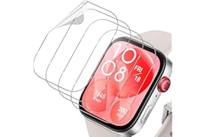 Holilo 4 Stück Schutzfolie kompatibel mit Huawei Watch Fit 3/Watch Fit 4 displayschutz TPU Folie, Vollabdeckung weiche Kante Anti-Kratzen 9H Härte Ultra-klar 3D Kratzfeste Displayschutzfolie