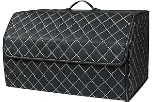‎ERGOCAR Ergocar Kofferraum Organizer Luxus-PU-Leder Aufbewahrungstasche Organizer Wasserdicht Faltbar Kofferraum-Tasche für Auto/LKW/SUV (Schwarz-L)