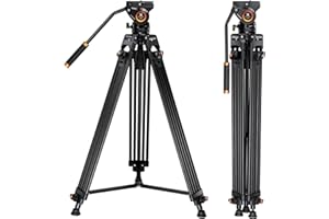 K&F Concept 72" Video Tripod, Heavy Duty Aluminum Tripod with 360 Degree Fluid Head & Quick Release Plate for Canon Nikon Sony DSLR Camera Camcorder, Max Loading Capacity 8KG/17.6LBS VA3+BV30